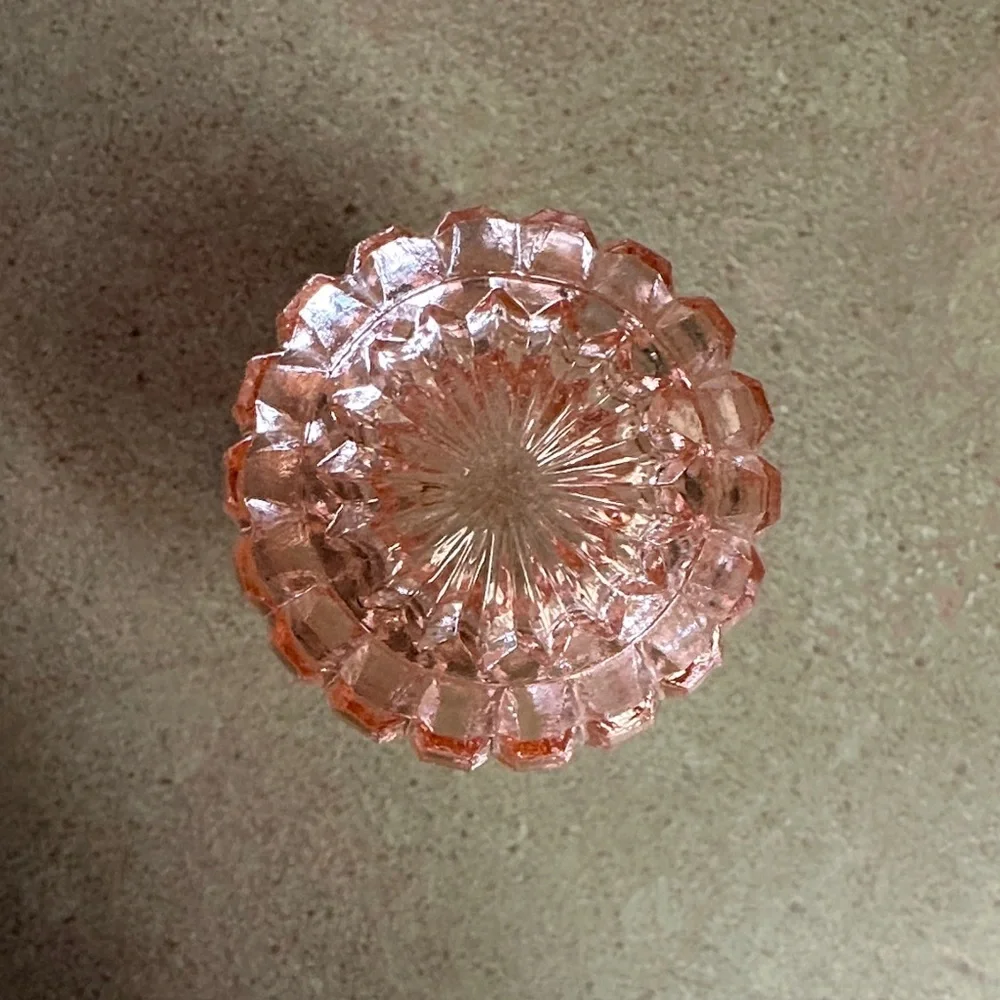 Vintage Pink Pressed Glass Bud Vase Or Toothpick Holder